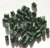 50 6x4mm Metallic Dark Green Textured Tube Beads
